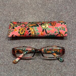 Floral Patterned Reading Glasses with Case